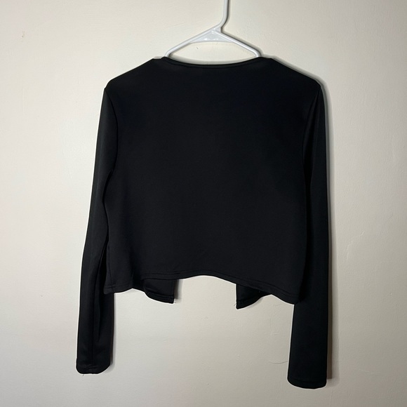 Black Solid Open Front Blazer - Picture 4 of 6